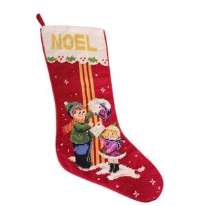 NOEL Christmas Holiday stocking  needlepoint Cross Stitch children santa letters